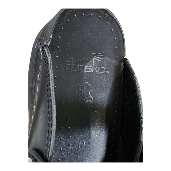 Dansko Merrie Mary Jane Black Leather Black Clogs/Mules Size 40 Euro/9.5-10 US - Picture 9 of 13